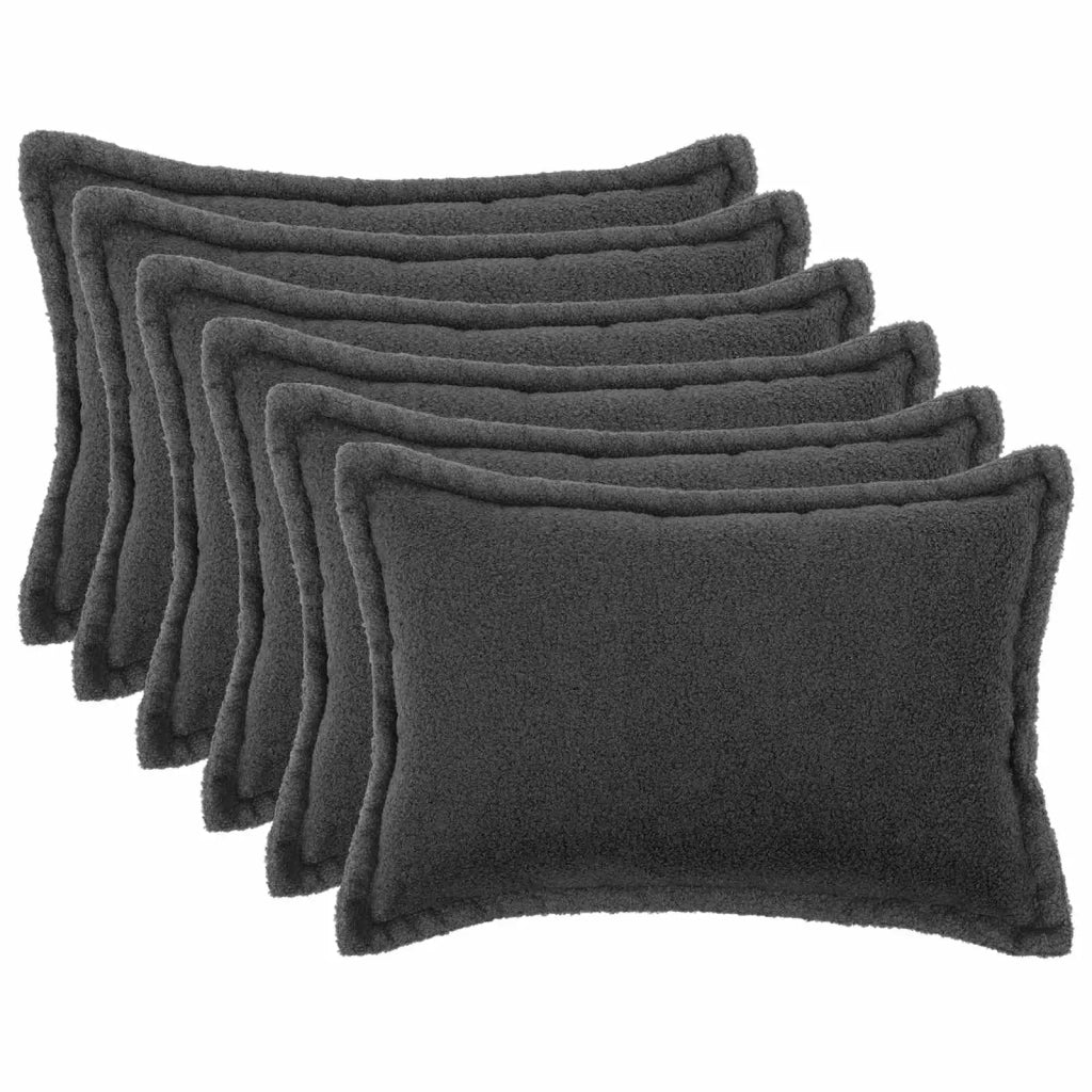 Federa 6 pcs HOUTEN Grigio Scuro 40 x 60 cm Bouclé 917539