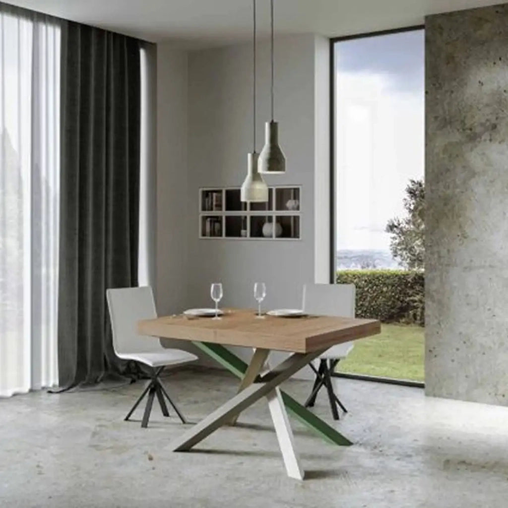 Tavolo allungabile 160/420x90 cm Volantis Premium colore quercia natura gambe multicolore 4/A