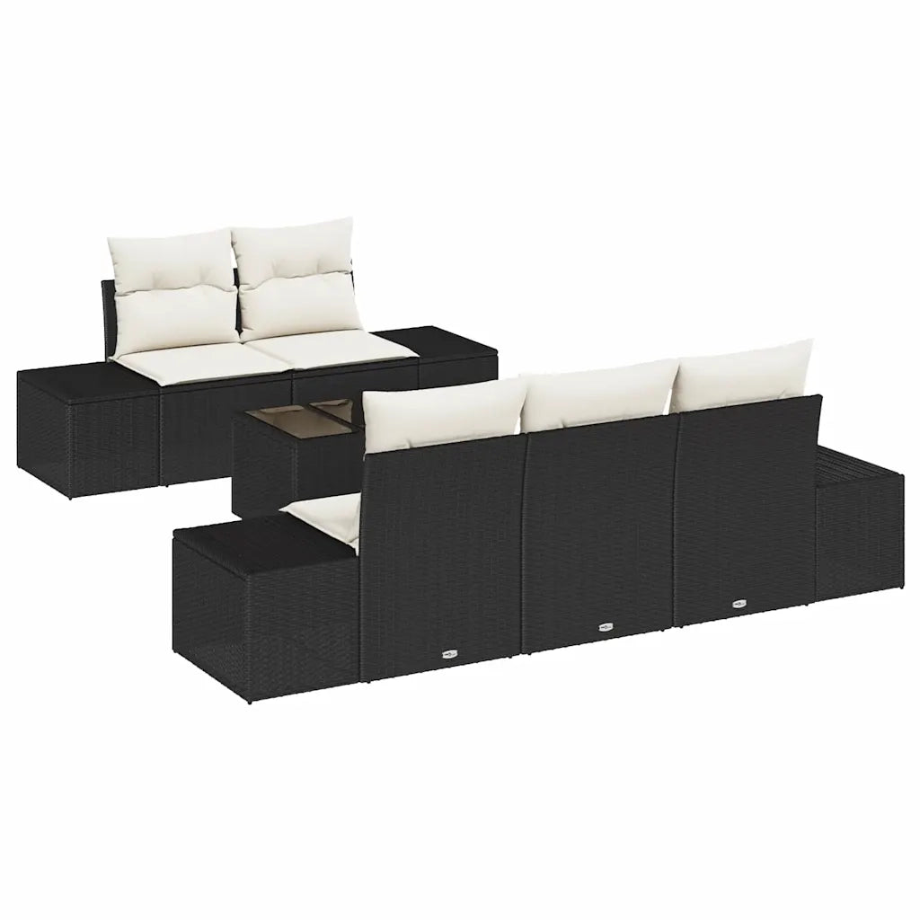 Set Divano da Giardino con cuscino Nero polyrattan 3346937