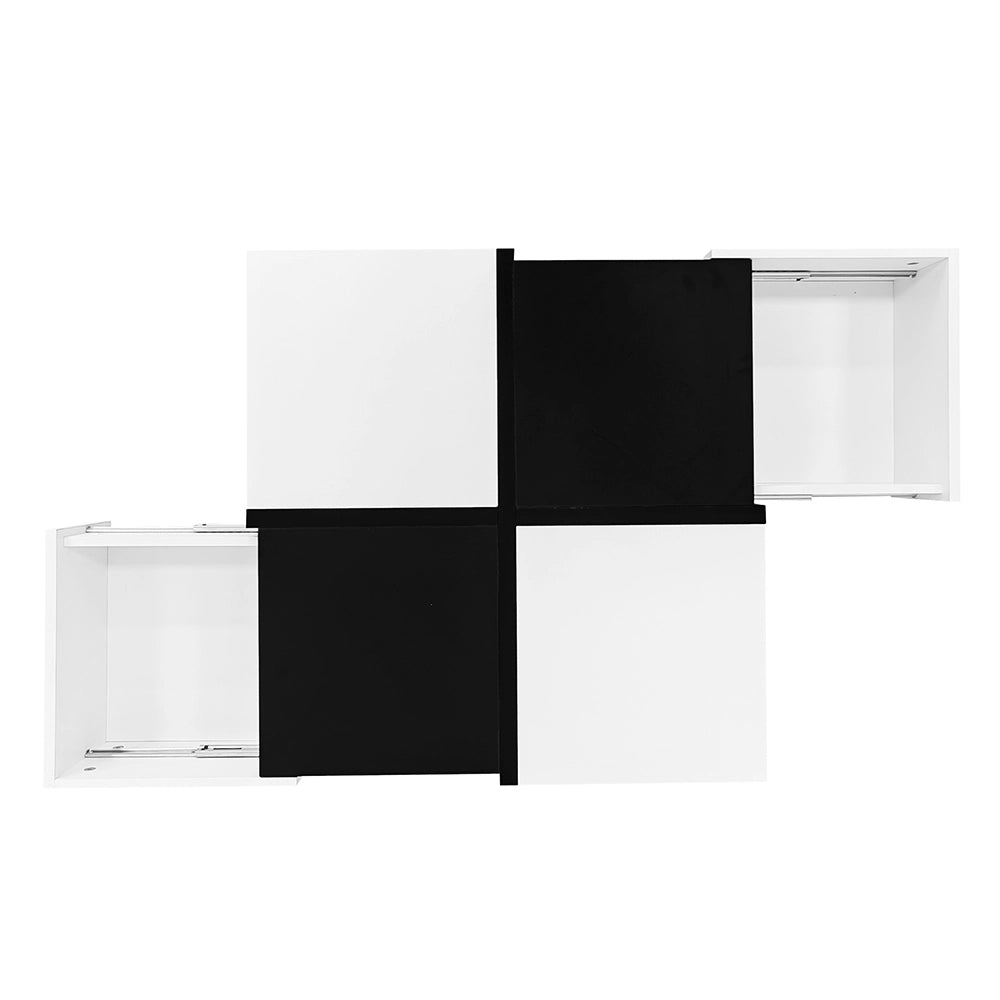 Tavolino-Xylo-70x70x35.5cm 2 cassetti nero e bianco