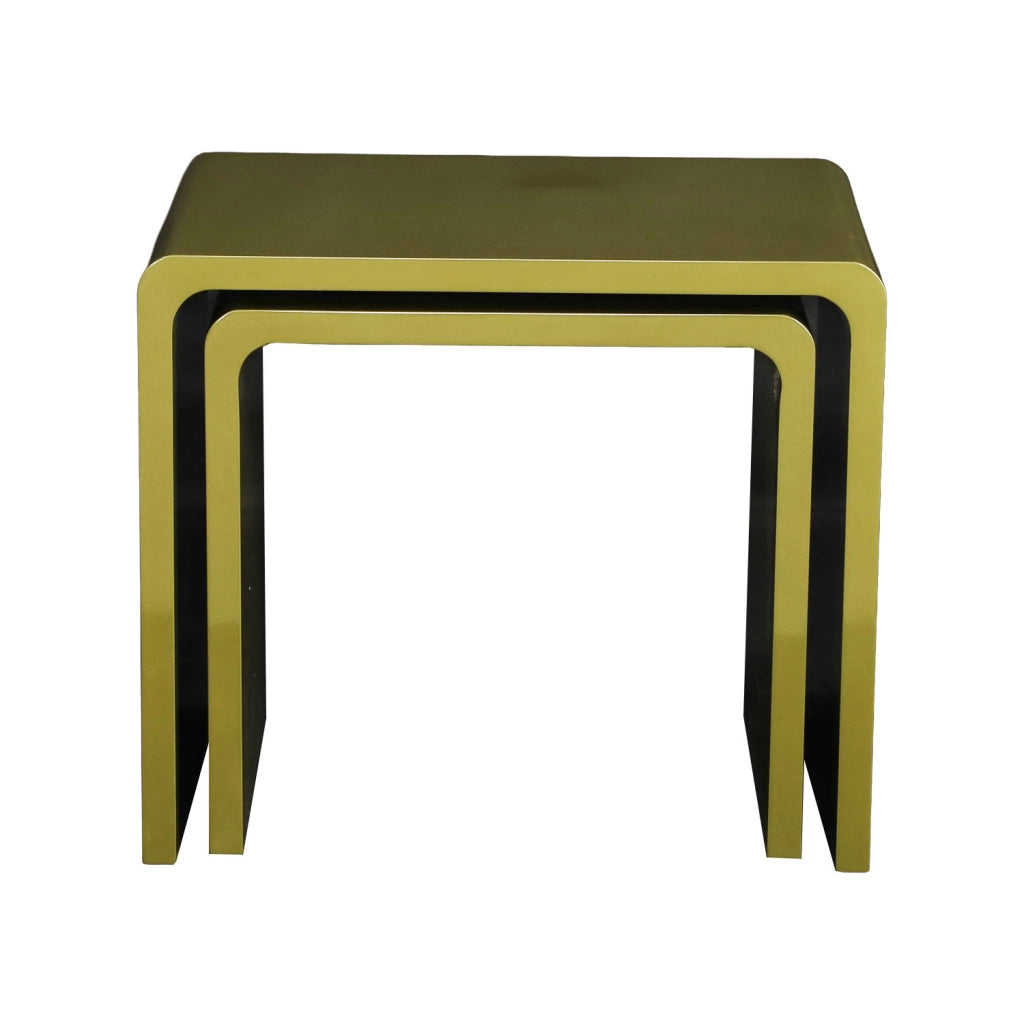Set di 2 tavolini impilabili finitura lucida, verde kaki