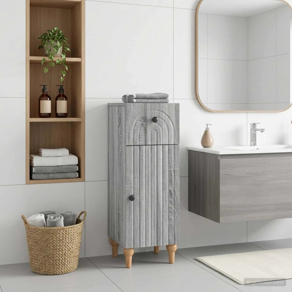 Mobiletto da Bagno ALKMAAR Sonoma grigio 30 x 31 x 80 cm 896171