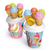 Trade Shop - Set 6 Pezzi Secchiello Con Paletta Stampi Per Coni Gelato Spiaggia 16 Cm 724007 -