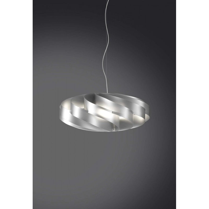 Lampadario a sospensione Flat 3 luci argento 70x70xh.34 cm