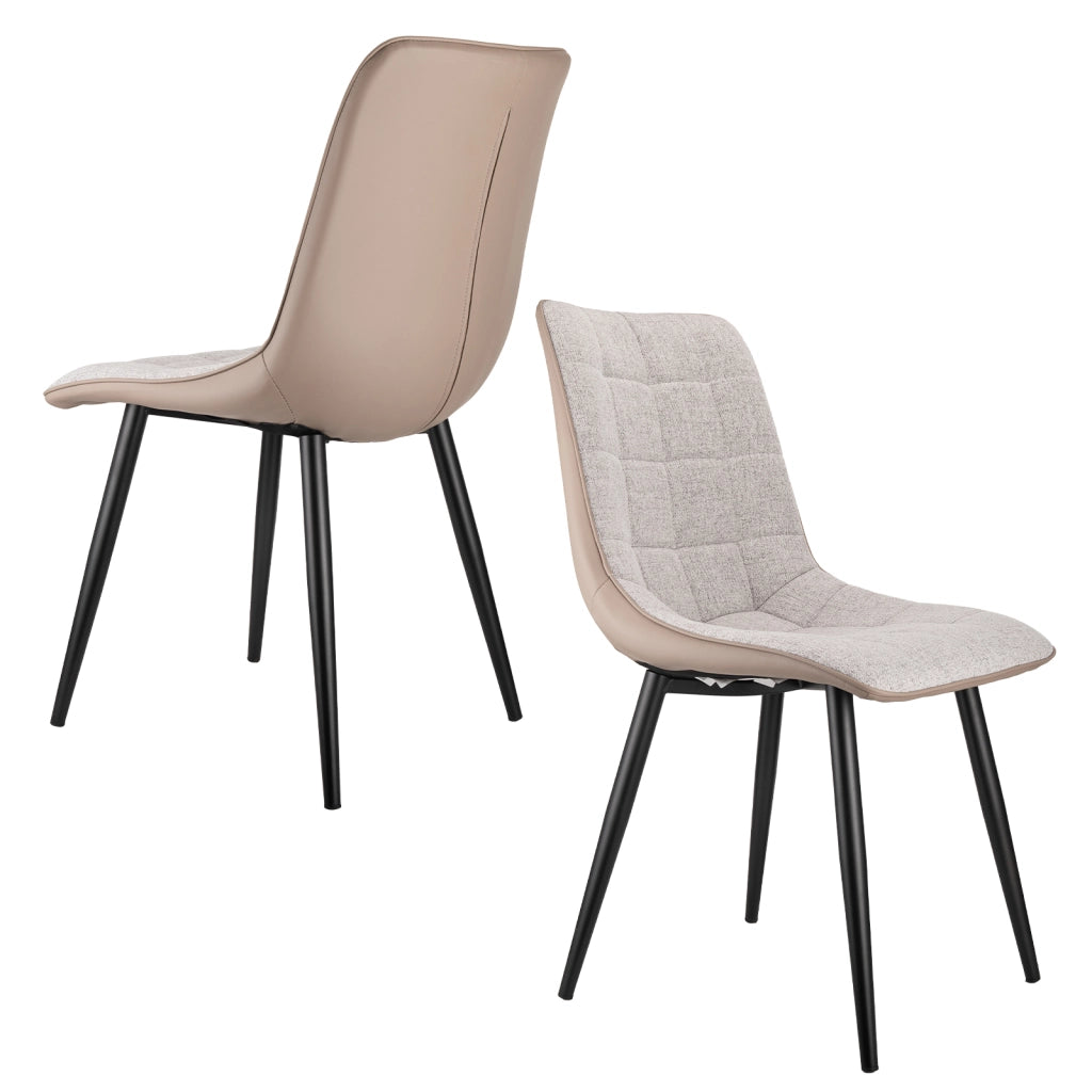 Sedie da Pranzo Imbottite ¨C MINIMAL ¨C Set 2 Pezzi, Metallo, Tessuto e Similpelle