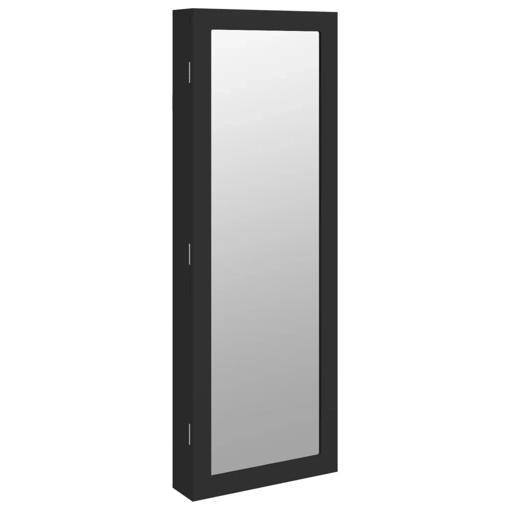 Armadio Portagioie con Specchio a Muro Nero 37,5x10x106 cm CFW7920128