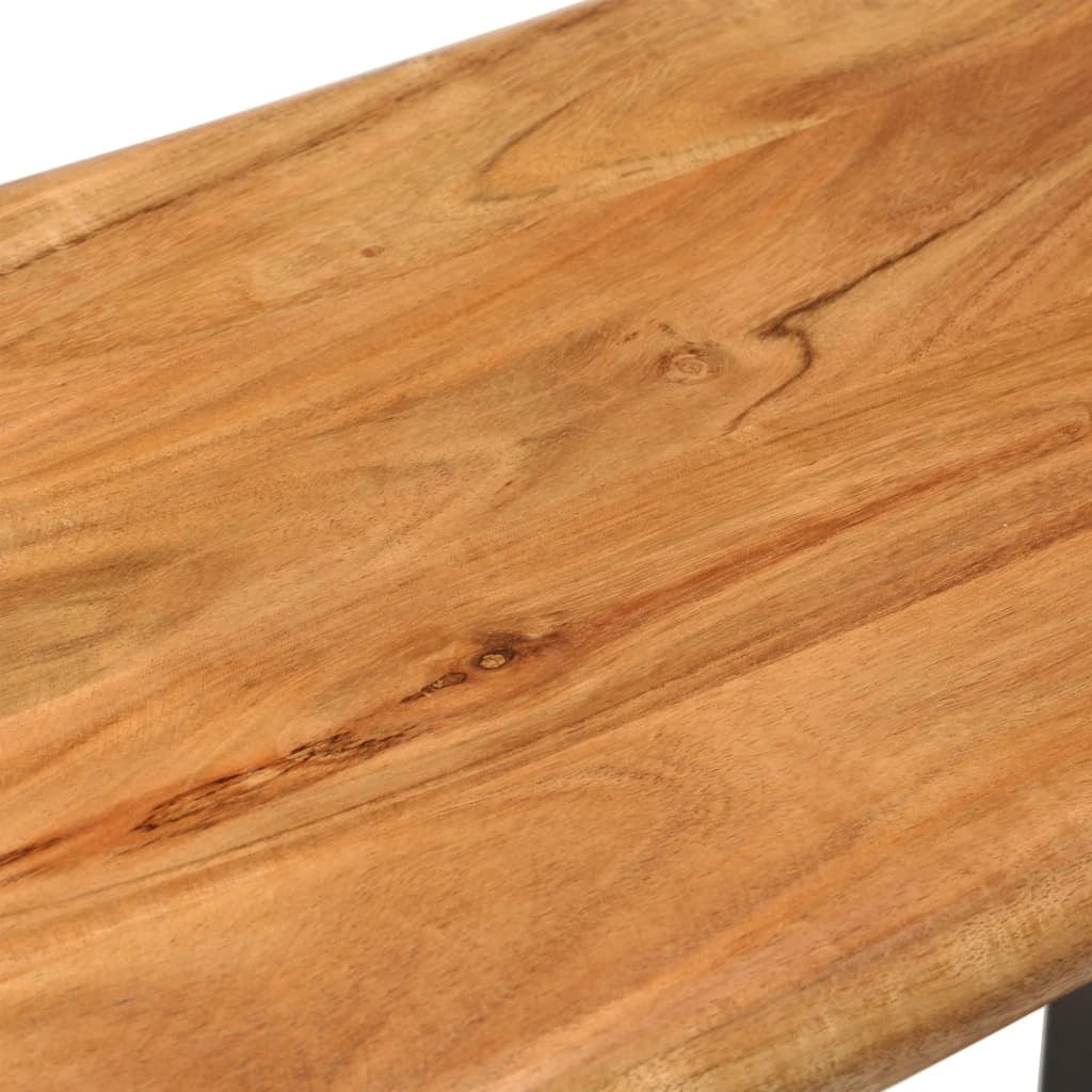 Panca con bordo in legno naturale 110 x 35 x 46 cm legno massello di acacia e acciaio 02_0010780