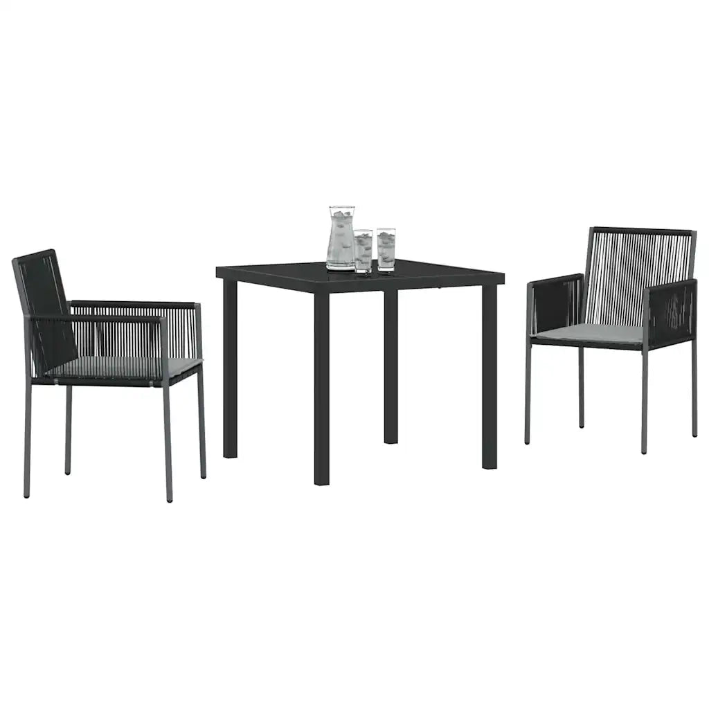 Set da Pranzo per Giardino 3 pcs Nero Rattan in PE 3379107