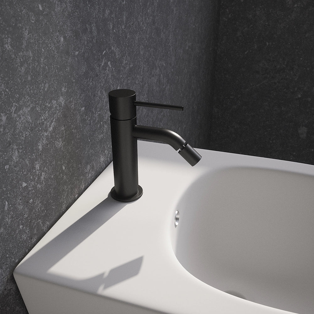 Set miscelatore lavabo e bidet senza scarico ed incasso doccia con deviatore in ottone nero opaco | Katharine