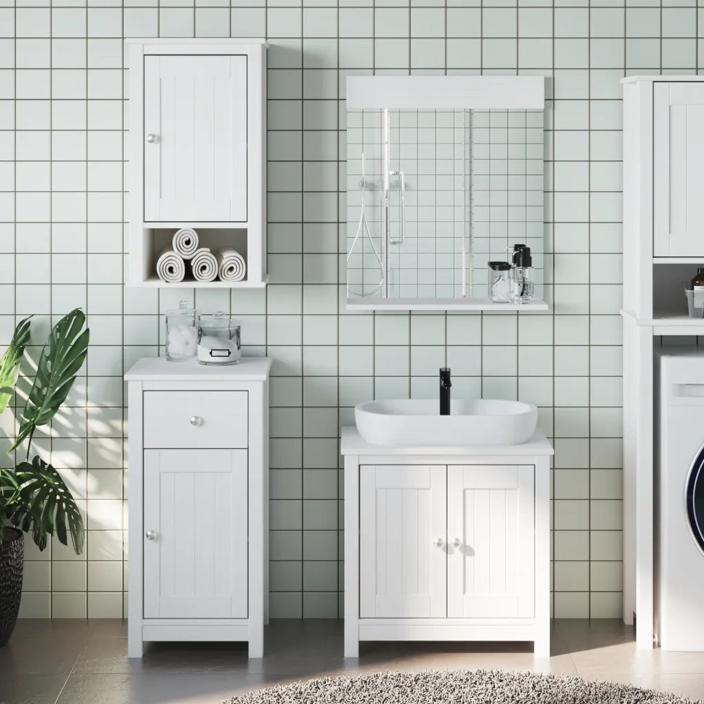 Set Mobili da Bagno 3 pz BERG Bianco in Legno Massello di Pino