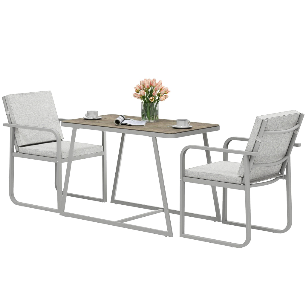 Set da giardino 2 persone con tavolo e sedie ¨C zephmum ¨C grigio, acciaio