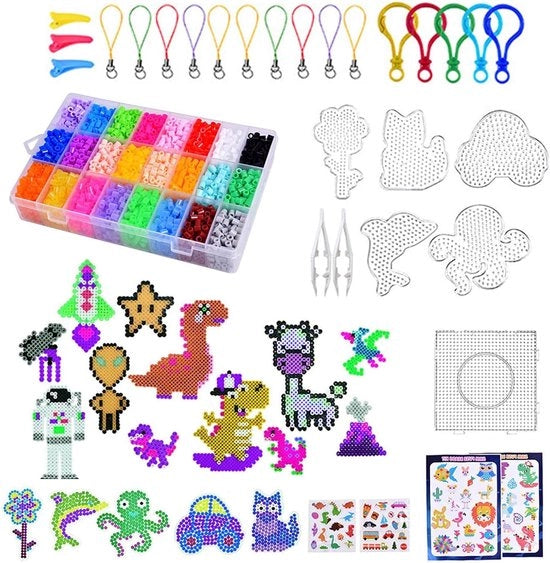 Set di strisce per maglia completa con 7300 pezzi 24 colori 5 mm Strisce per maglia Steccate Strisce per maglia Maxiset Piastre per strisce per maglia Set completo di strisce per maglia con ferro per strisce per maglia