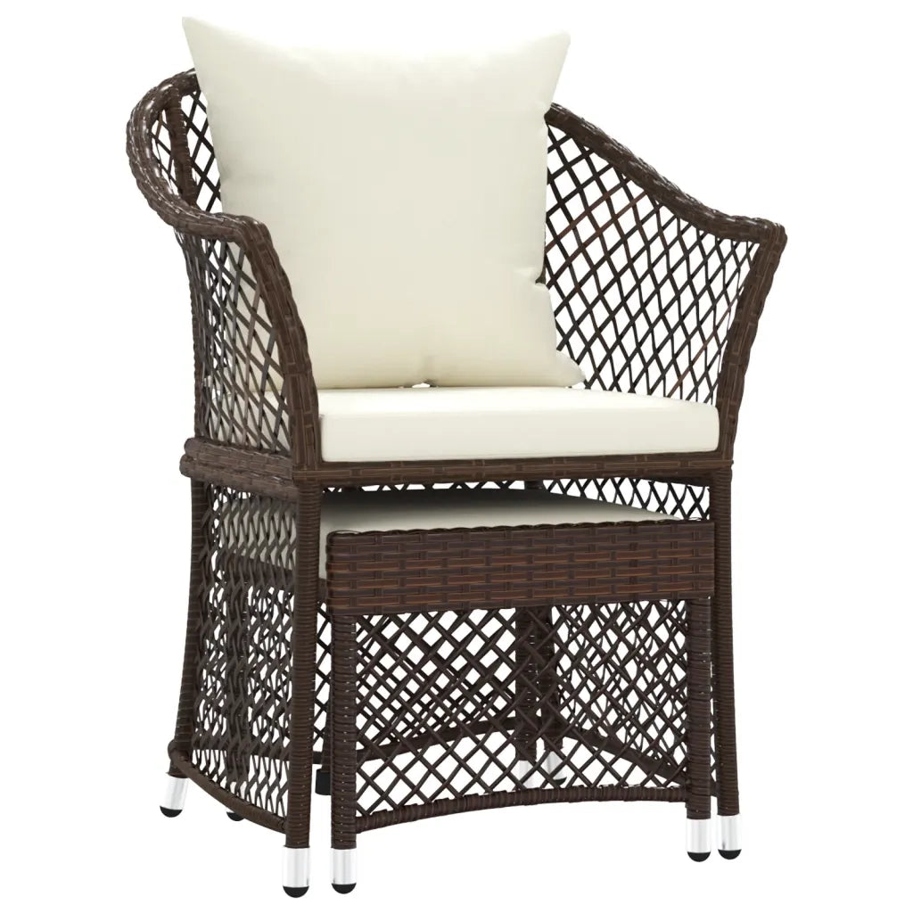 Set Divani da Giardino 2 pz | Set Salotto da Giardino con Cuscini in Polyrattan Marrone