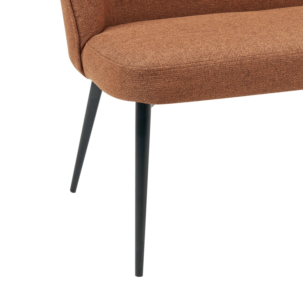 Divano da cucina Rivestimento in tessuto marrone Struttura in metallo a 2 posti Gambe nere Panca