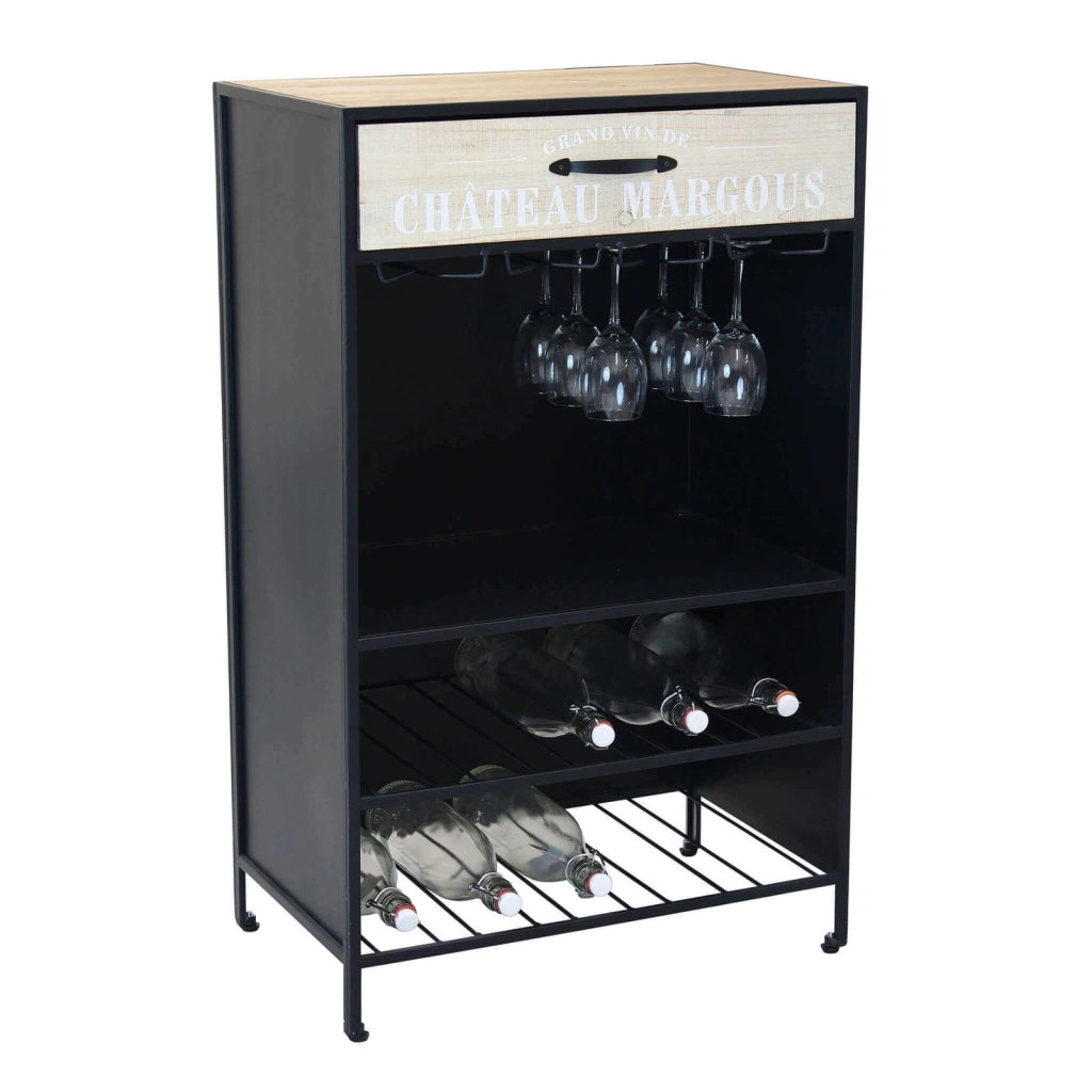 Mobile con portabottiglie in Legno Metallo cm 59x39 5x95 - GABRIEL