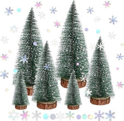 Decorazioni di Natale per tavolo - set di decorazioni per albero di Natale con 3 dimensioni mini albero di Natale decorativo + 6 pezzi di decorazione con fiocchi di neve - decorazione di Natale per tavolo per le feste di Natale