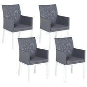 Set di 4 sedie da giardino rivestimento in Textilene grigio gambe bianche in alluminio schiuma ad asciugatura rapida