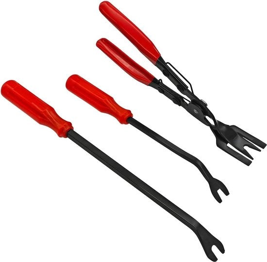 Kit di strumenti per la rimozione di interfacce interne di auto - Strumenti per la rimozione di pannelli e lastre di portiere - Rosso.