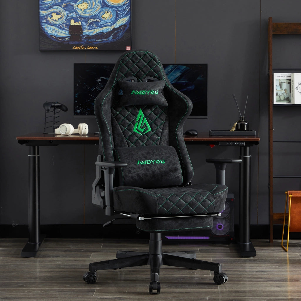 Poltrona Gaming Ergonomica Pelle PU Vintage ¨C Zephmum ¨C Nero