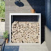 Rastrelliera per Legna da Ardere-Portalegna Bianca 100x40x100cm in Acciaio