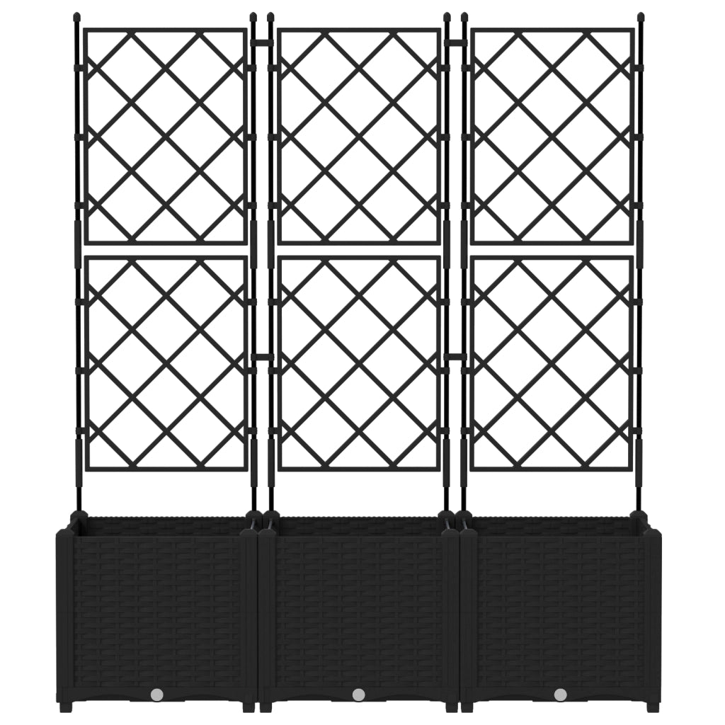 Fioriera da Giardino con Trellis 3 pz Nera 120x40x143 cm