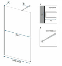 Parete Doccia Rea Aero Black Mat 110