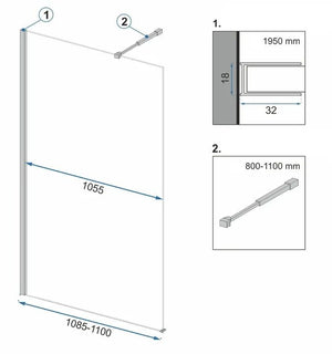 Parete Doccia Rea Aero Black Mat 110