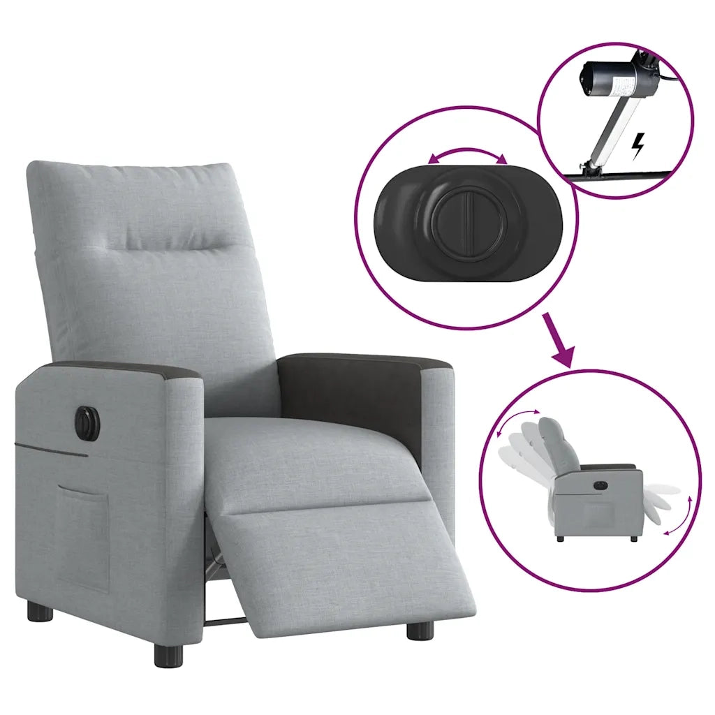 Poltrona | Sedia Relax Elettrica Reclinabile Grigio Chiaro in Tessuto