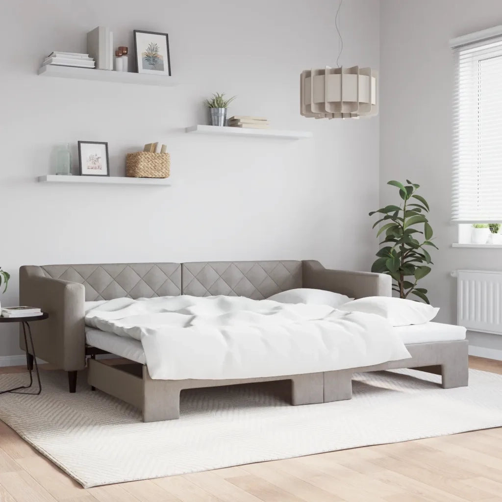 Divano Letto con Letto Estraibile Tortora 90x200 cm in Tessuto 3197429