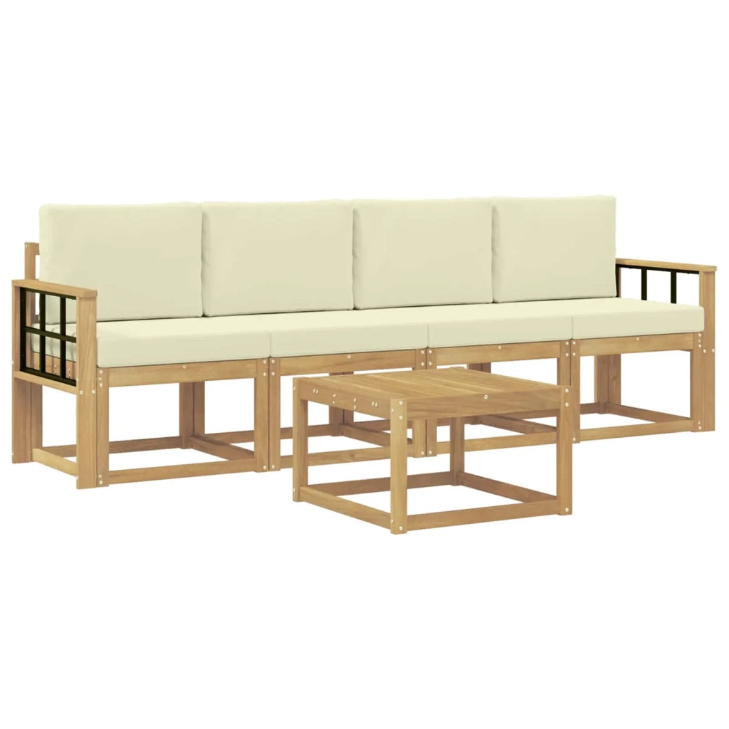 Set di divani da esterno 5 pz Bianco e Crema 3387219
