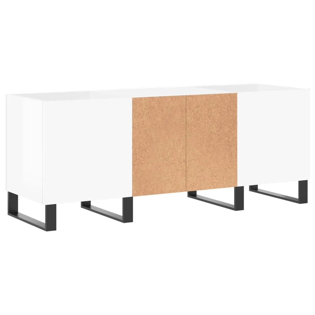 Mobile porta dischi pratico e classico 121 x 38 x 48 cm stile industriale realizzato in legno composito bianco lucido 02_0049097