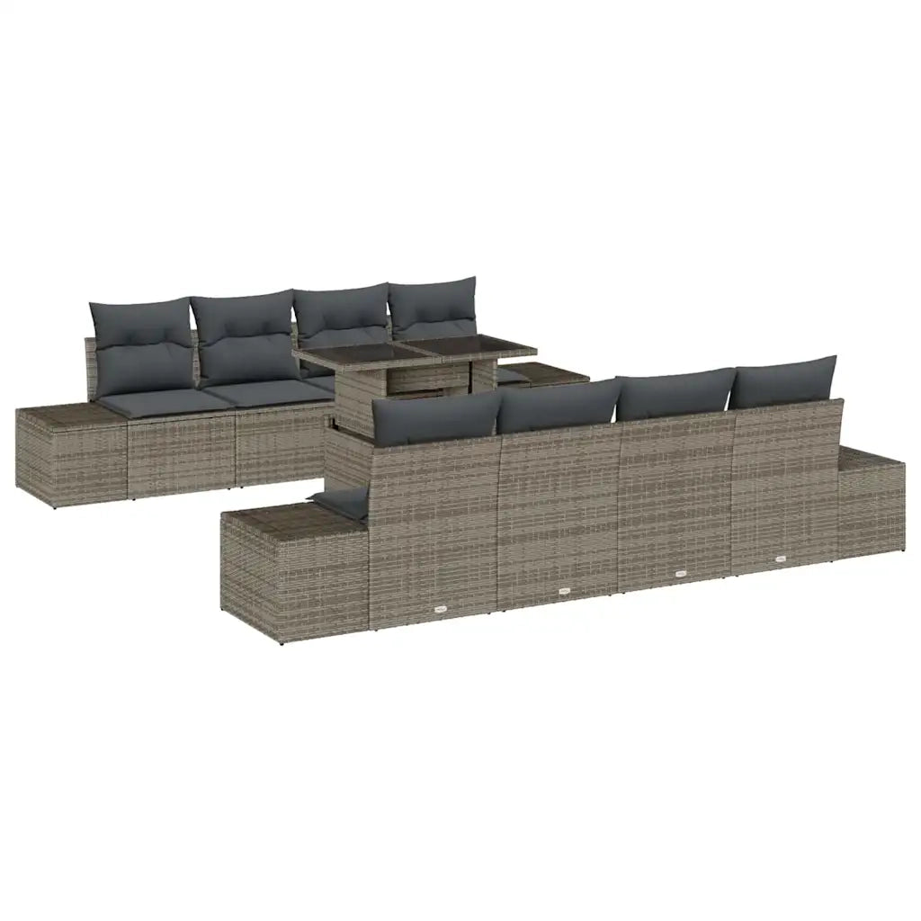 Set Divano da Giardino con cuscino con cuscino 9 pcs Grigio 3357882