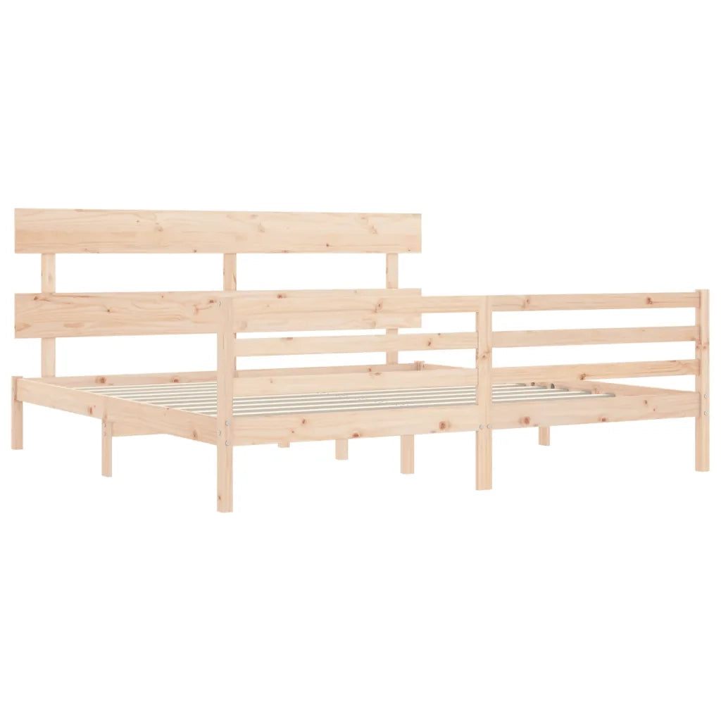 Giroletto con Testiera-Struttura Letto con testiera 200x200 cm in Legno Massello 622312