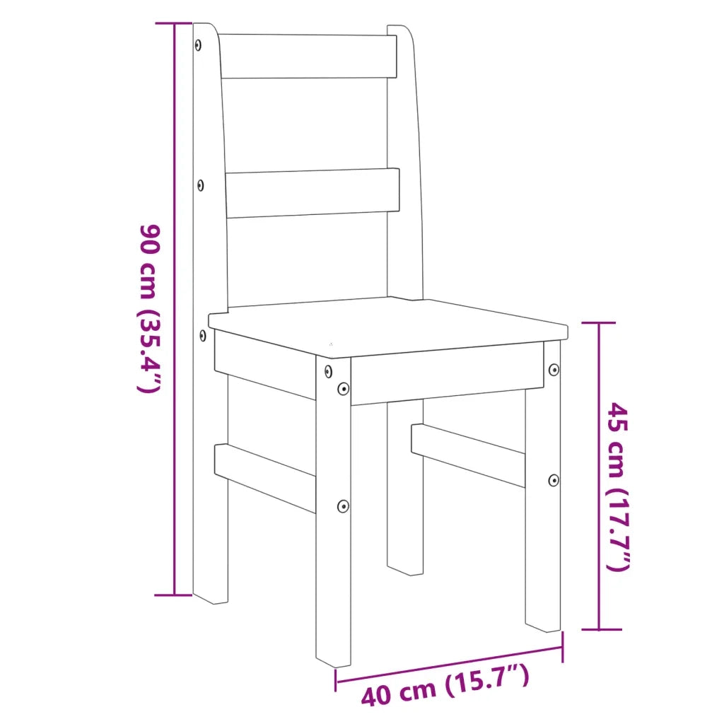 Sedie da Pranzo 2 pz PANAMA 105x30x45 cm Legno Massello Pino 4005730