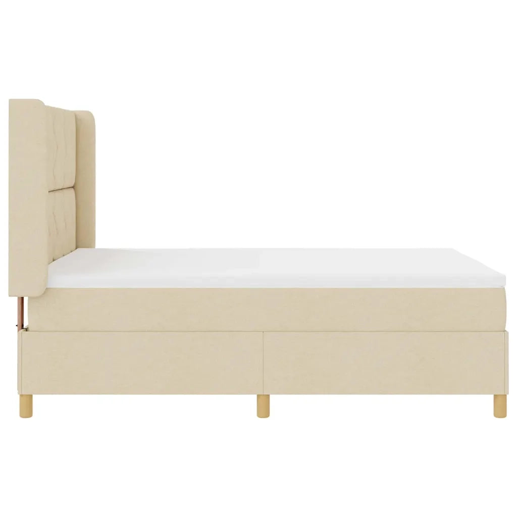 Letto a Molle con materasso Crema 140 x 200 cm Tessuto 3341901