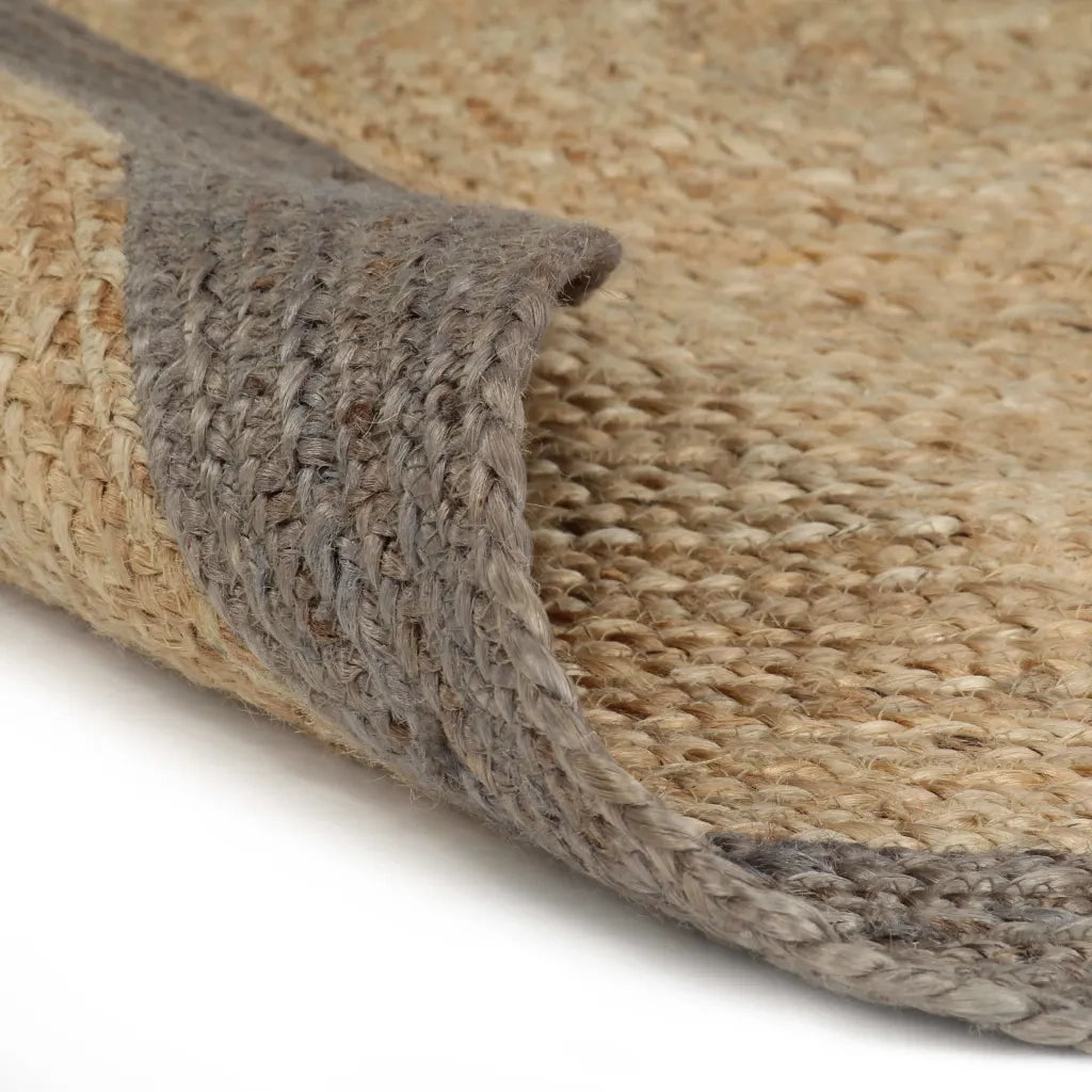 Tappeto Lavorato a Mano in Juta con Bordo Grigio 150 cm 133676