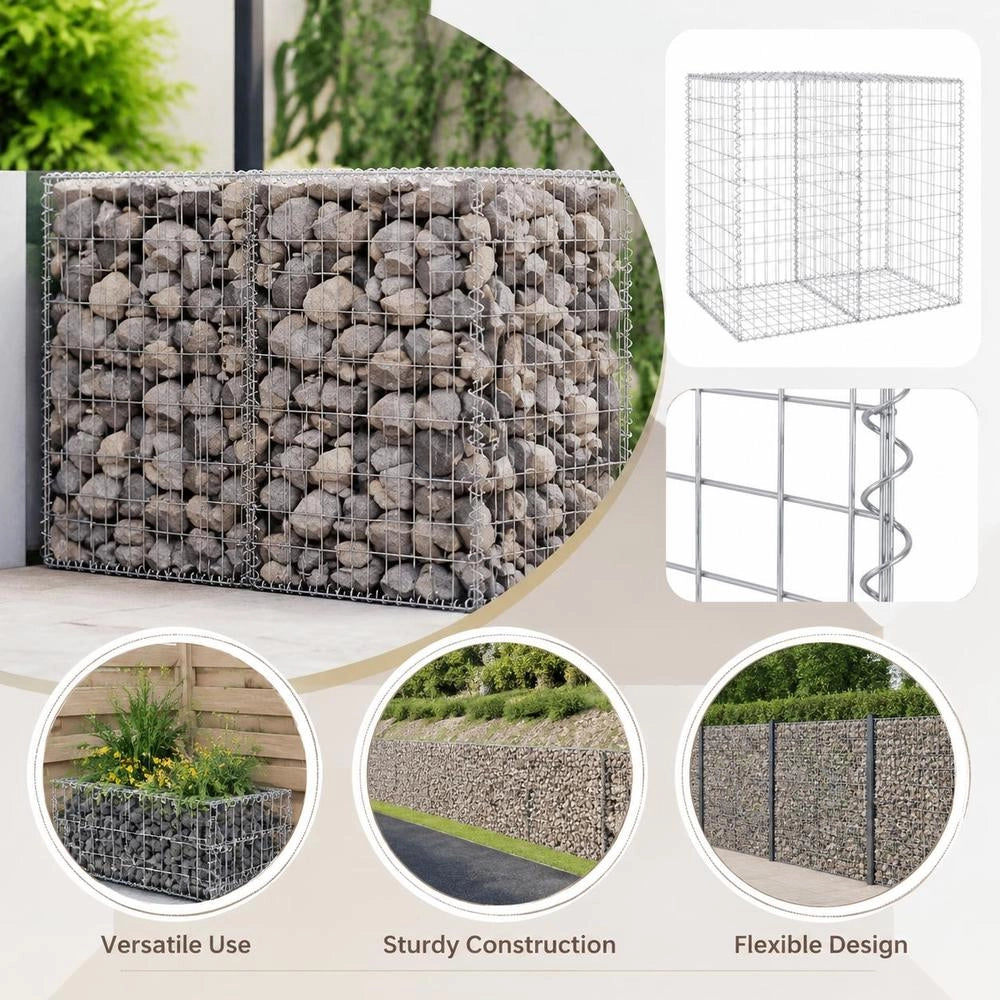 Gabion Wall With Cover, Galvanized Steel, 100x60x100 Cm
