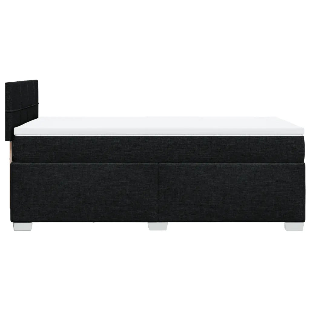 Letto singolo | Letto per adulti | Giroletto a Molle con Materasso Nero 80x200 cm inTessuto