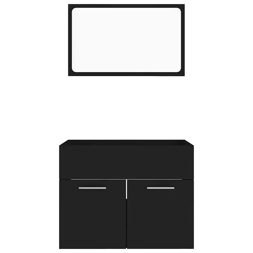 Set Mobili da Bagno 2 pz Nero in Legno Multistrato 804783