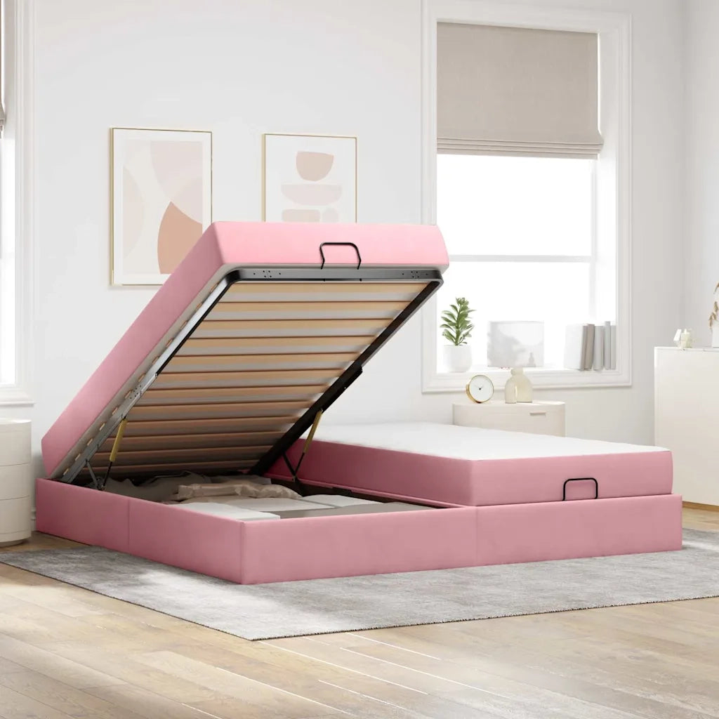 vidaXL Struttura del letto Rosa 200 x 200 cm Velluto