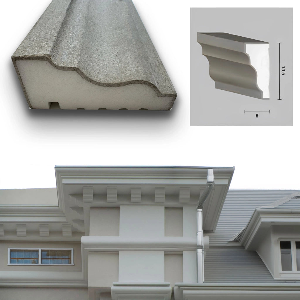 ml *** STOCK ***. Pacco da 20ml di cornice decorativa in XPS Resinata per esterno 13,5x6x200cm PD079