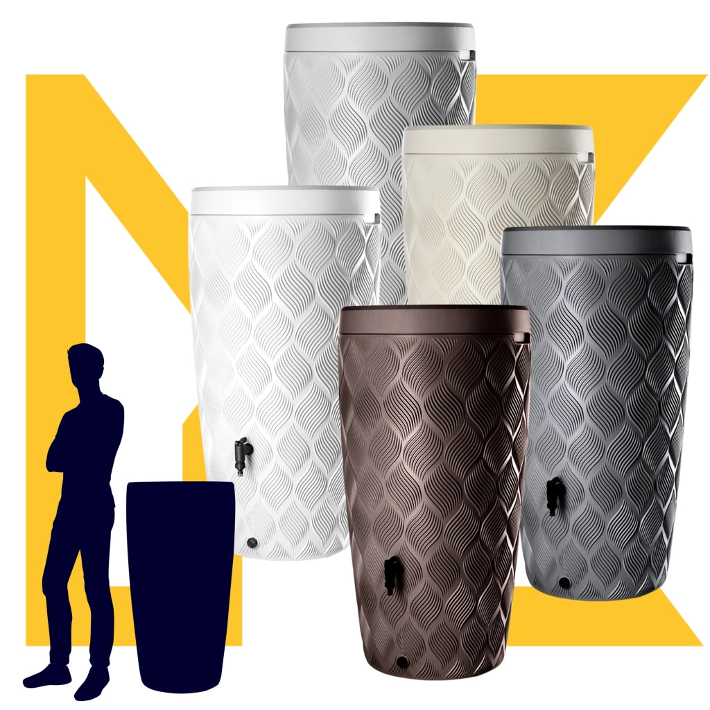 Serbatoio per acqua piovana KADAX da 240 litri, contenitore per acqua piovana, vaso per fiori + rubinetto robusto
