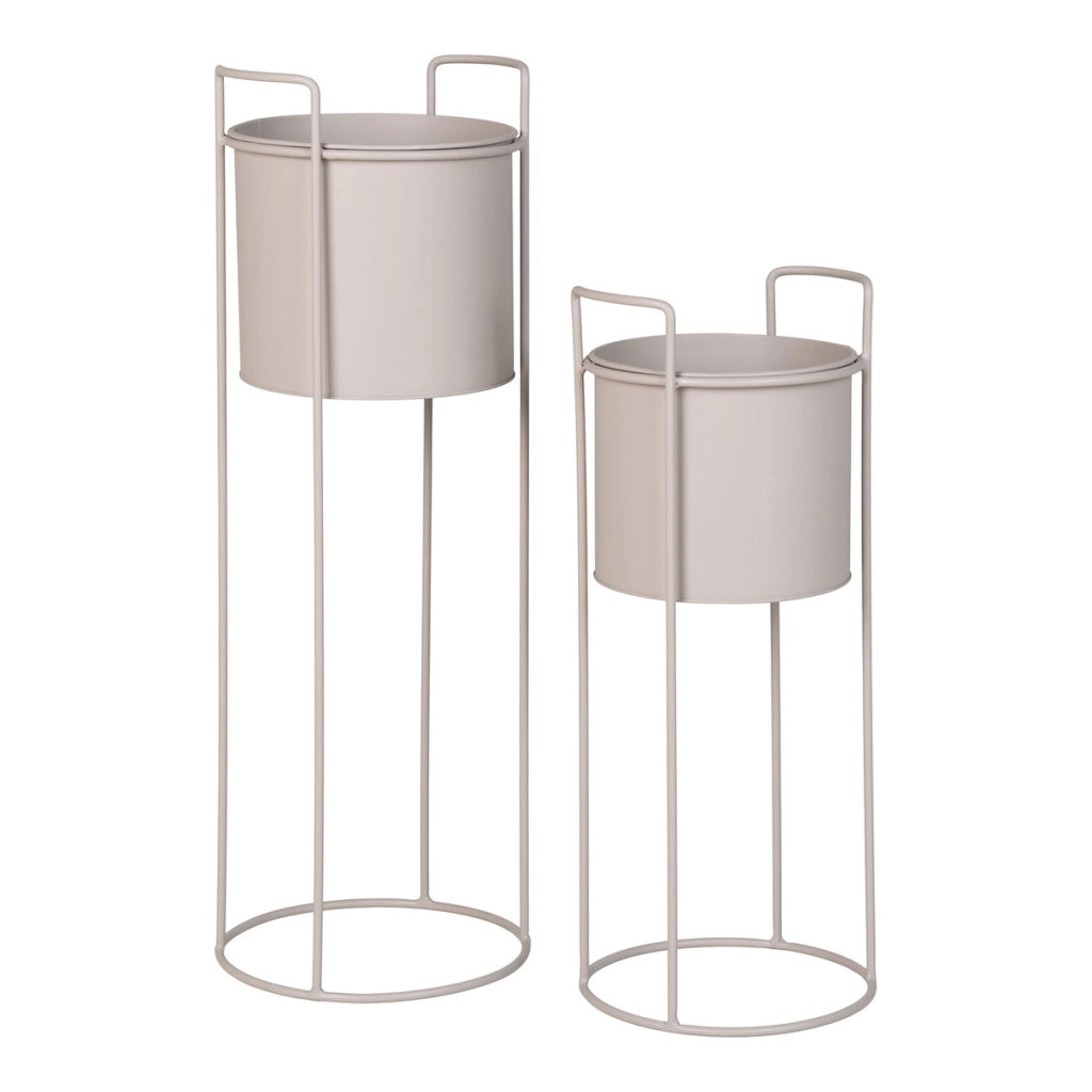 Set di 2 Vasi per Piante Rabo, Beige, Metallo, 20x20x50 cm