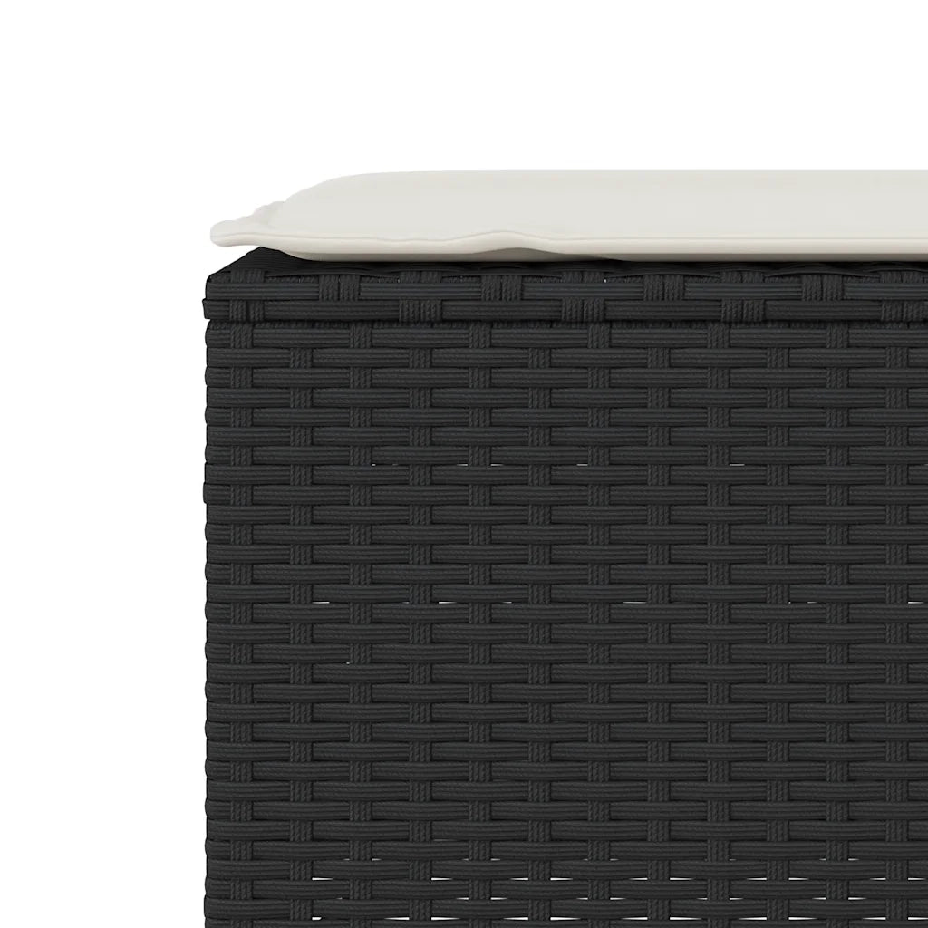 Panca da Giardino con Cuscino Nera 110x30x40,5 cm in Polyrattan 4104154