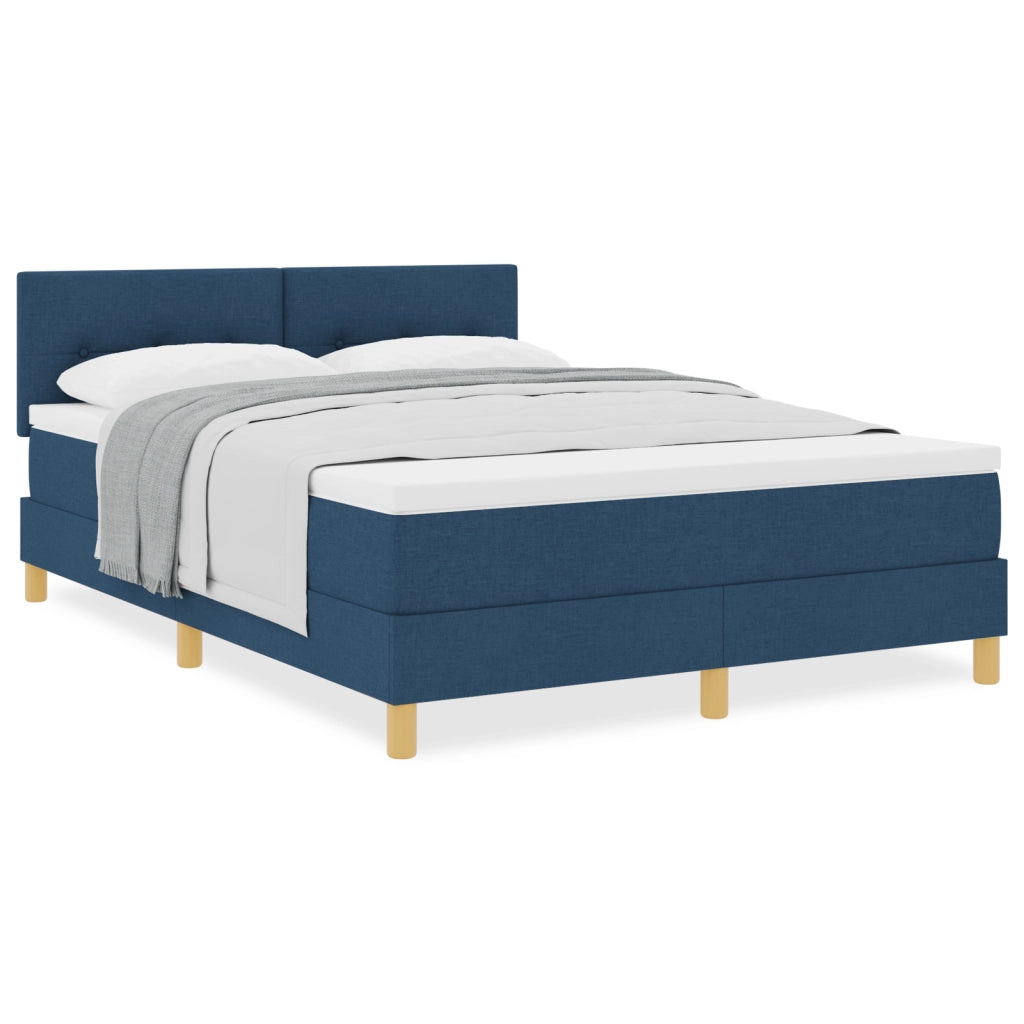 Letto Box Spring con Materasso Blu 140x200 cm Tessuto
