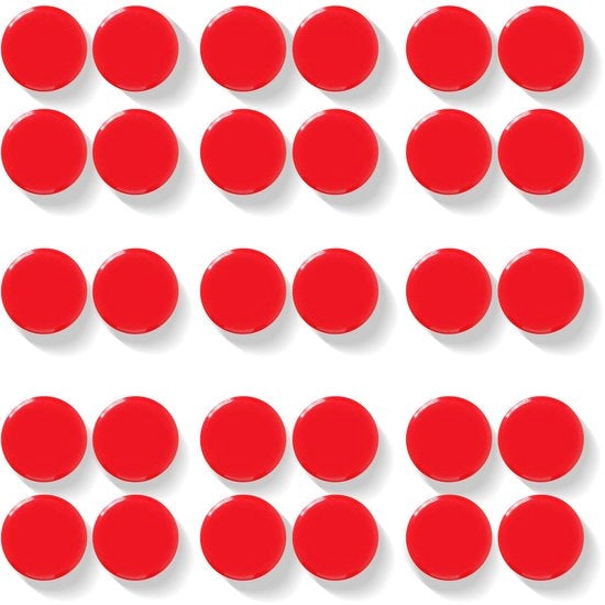 30 pezzi di forti magneti per lavagne e whiteboards - magneti rotondi per frigoriferi, decorativi piccoli magneti per lavagne, scuole, uffici - minimagnetici con forte aderenza per foto e appunti (rosso)