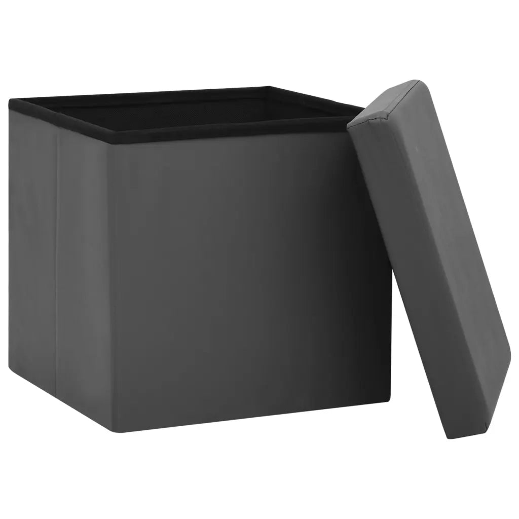 Sgabello con Contenitore Pieghevole Grigio in PVC 338782