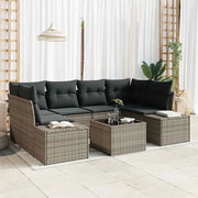 Set Divano da Giardino con cuscino 7 pcs Grigio polyrattan