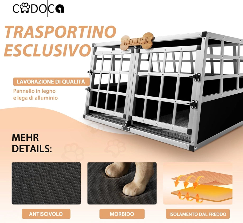 ® Trasportino Cani XL 89x70x51cm Richiudibile Alluminio Impermeabile Box Auto Cagnolini