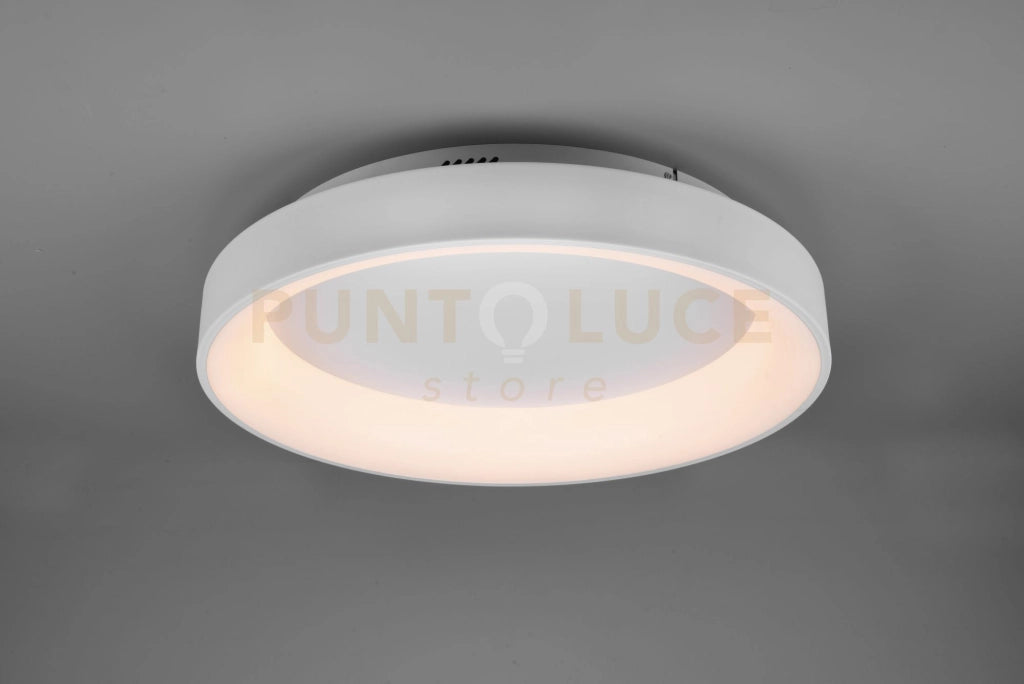 GIRONA PLAFONIERA LED 48W 5600lm, 2700 - 6000K METALLO BIANCO OPACO CON TELECOMANDO MULTIFUNZIONE D. 60CM DIMMERABILE